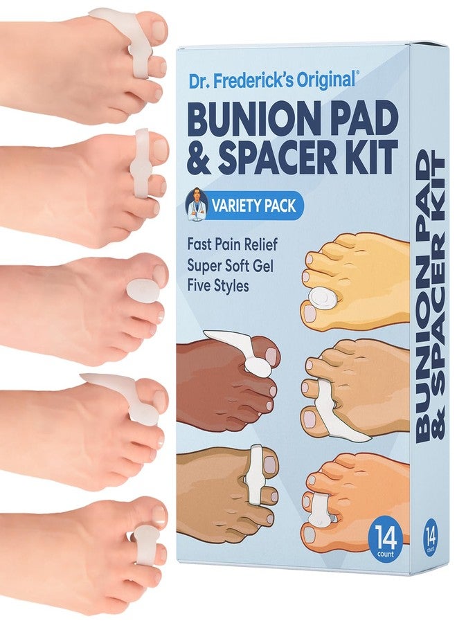 Dr. Frederick's Original 14-Piece Bunion Corrector Kit - Fast Relief for Bunions & Overlapping Toes - For Men & Women - Soft Gel Pads, Spacers, & Separators - For No Surgery Required - Image 1